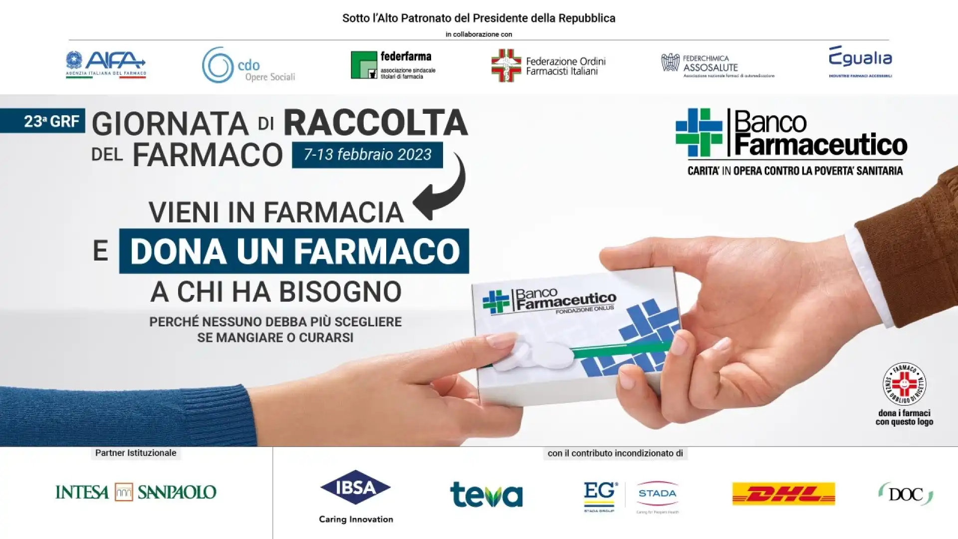 Molise: torna la giornata di raccolta del farmaco. Si svolgerà dal 7 al 13 febbraio 2023.